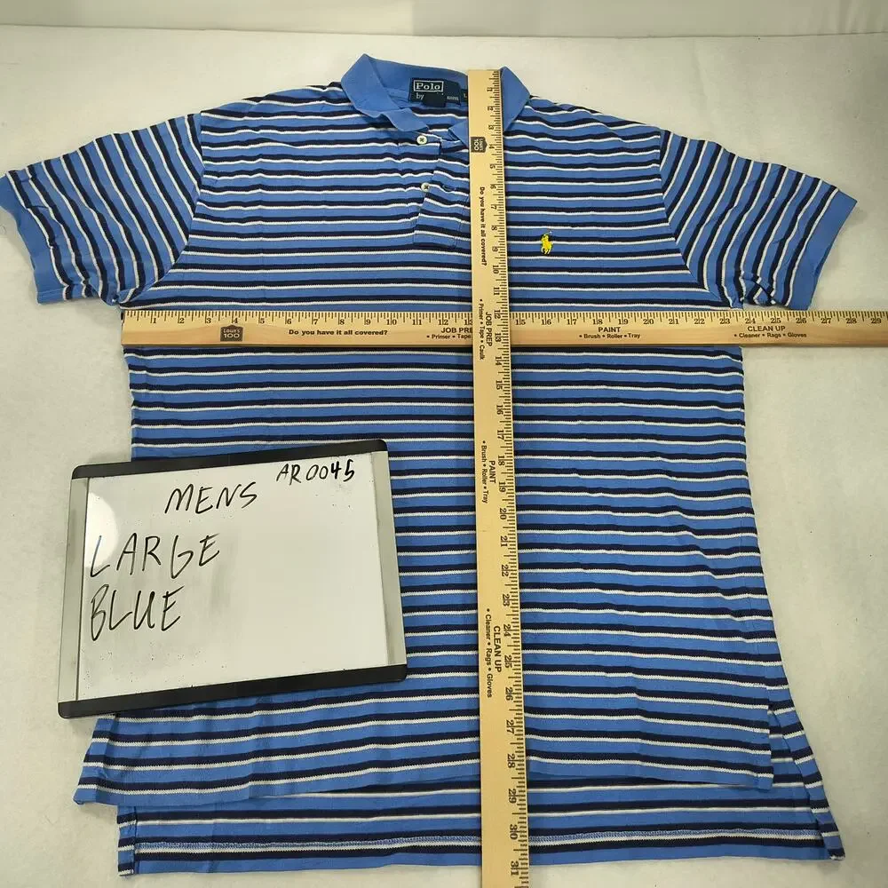 Polo by Ralph Lauren Collared Short Sleeve Polo Shirt Mens Size L Blue White